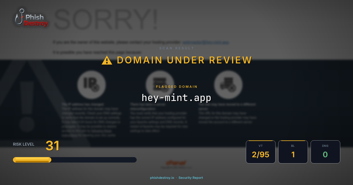 hey-mint.app phishing report — threat analysis by PhishDestroy