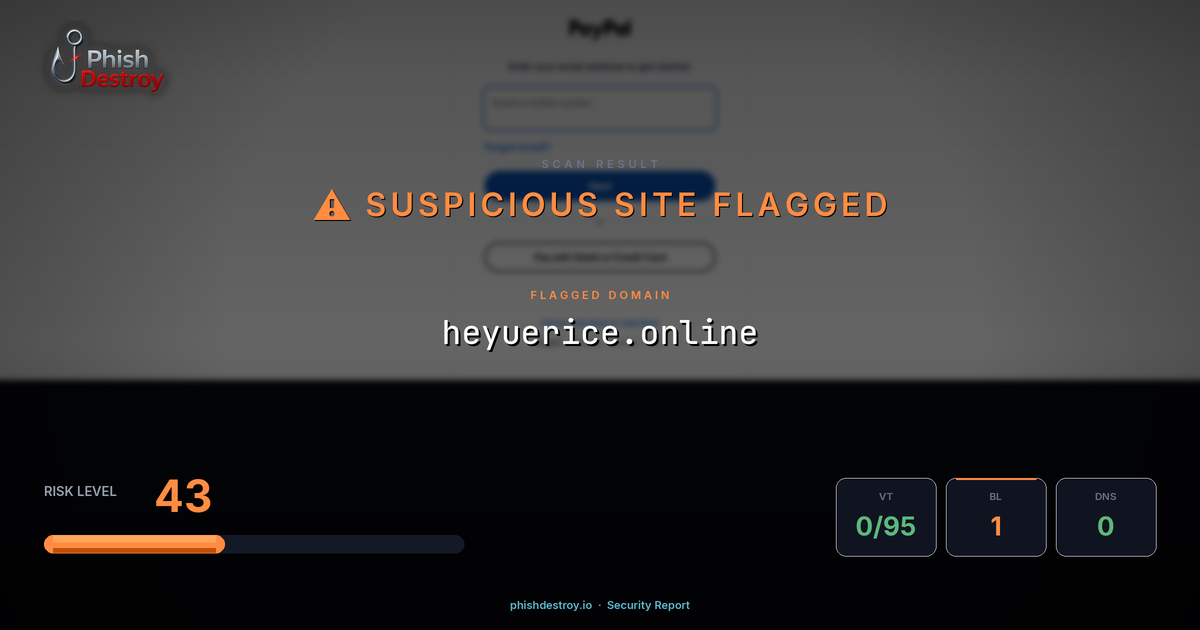 heyuerice.online phishing report — threat analysis by PhishDestroy