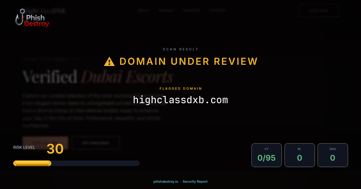 highclassdxb.com phishing report — threat analysis by PhishDestroy