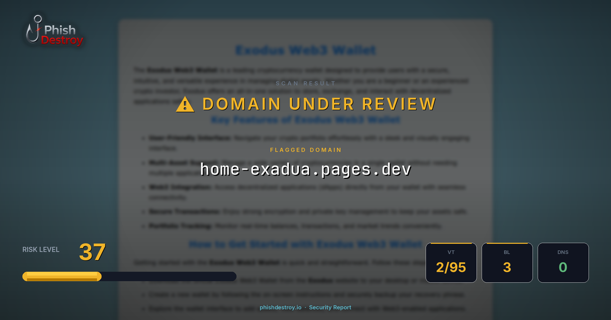 home-exadua.pages.dev phishing report — threat analysis by PhishDestroy