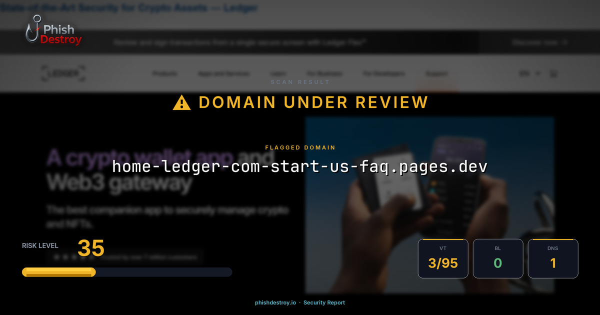 home-ledger-com-start-us-faq.pages.dev phishing report — threat analysis by PhishDestroy