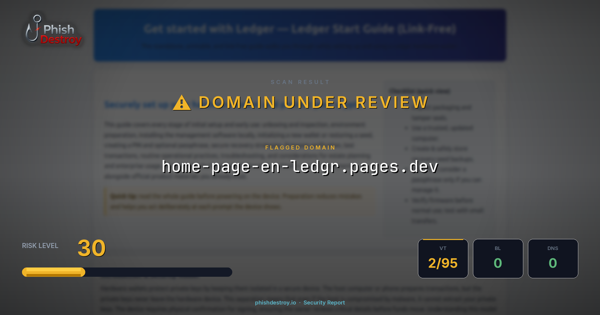 home-page-en-ledgr.pages.dev phishing report — threat analysis by PhishDestroy