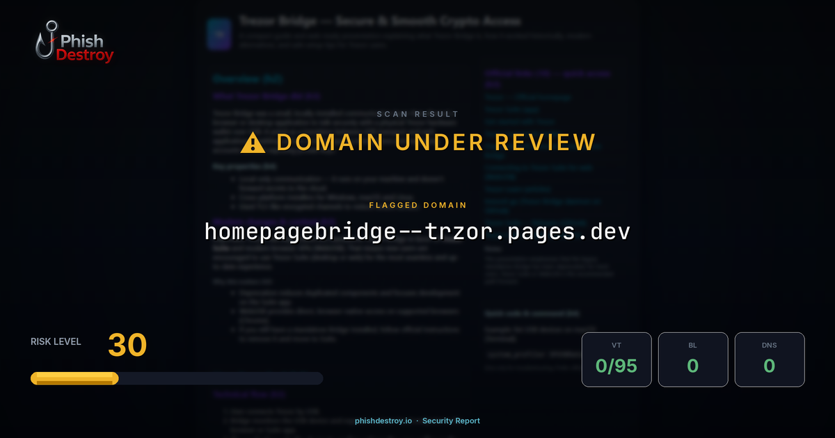 homepagebridge--trzor.pages.dev phishing report — threat analysis by PhishDestroy