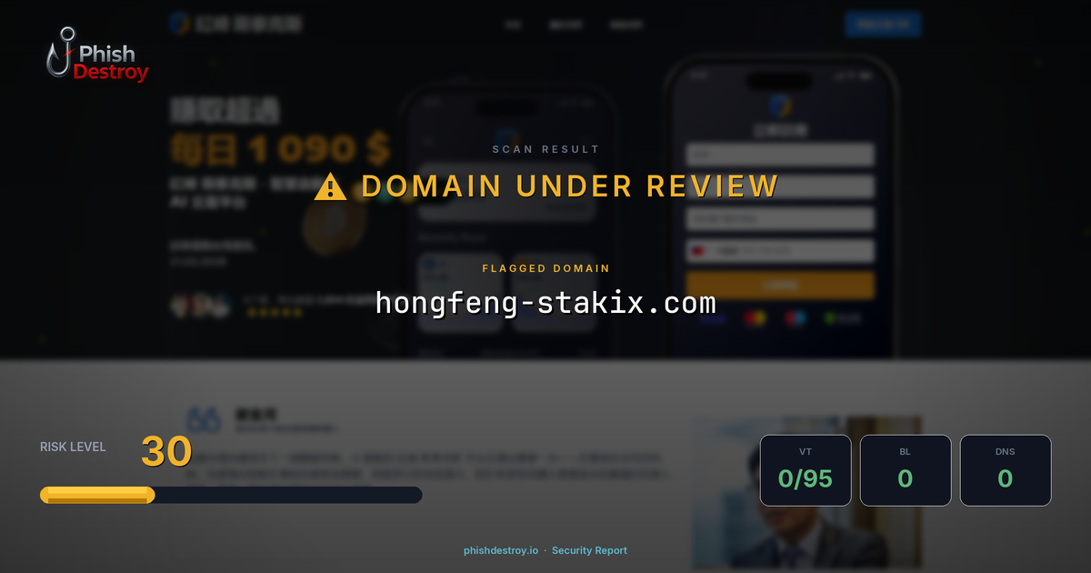 hongfeng-stakix.com phishing report — threat analysis by PhishDestroy