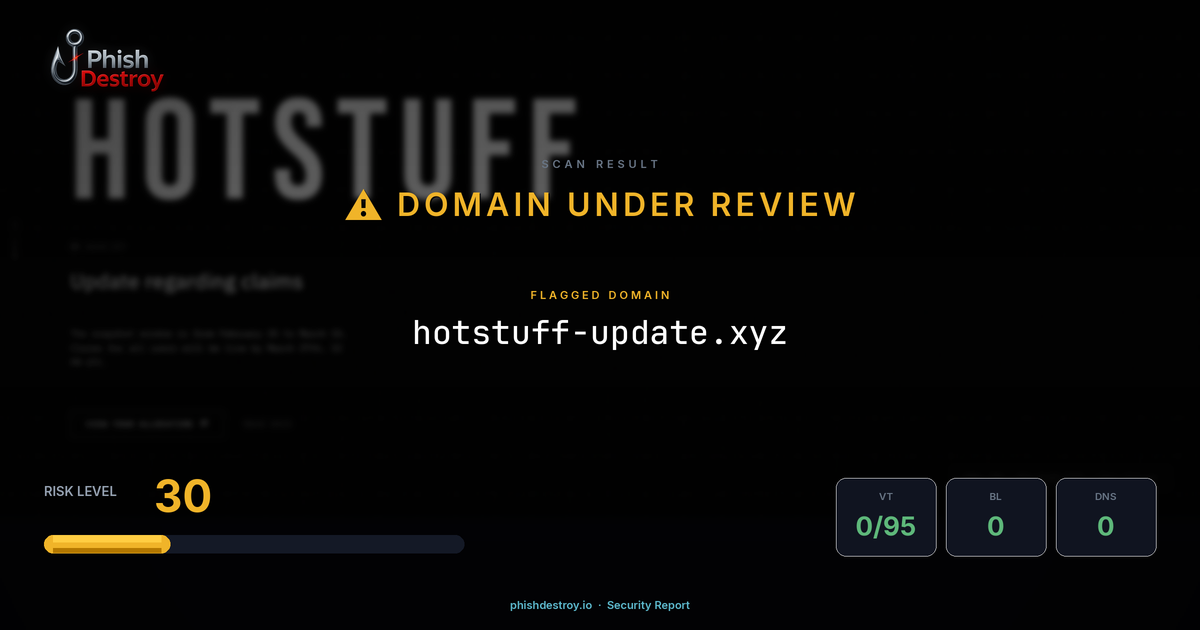 hotstuff-update.xyz phishing report — threat analysis by PhishDestroy