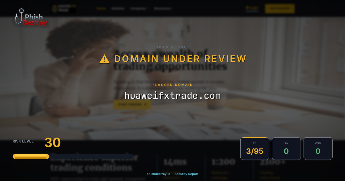 huaweifxtrade.com phishing report — threat analysis by PhishDestroy