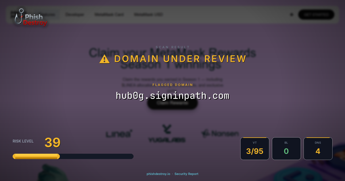 hub0g.signinpath.com phishing report — threat analysis by PhishDestroy