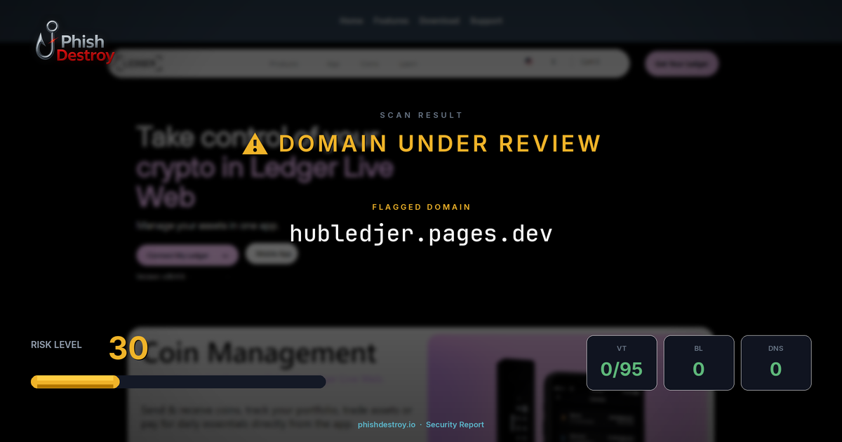 hubledjer.pages.dev phishing report — threat analysis by PhishDestroy