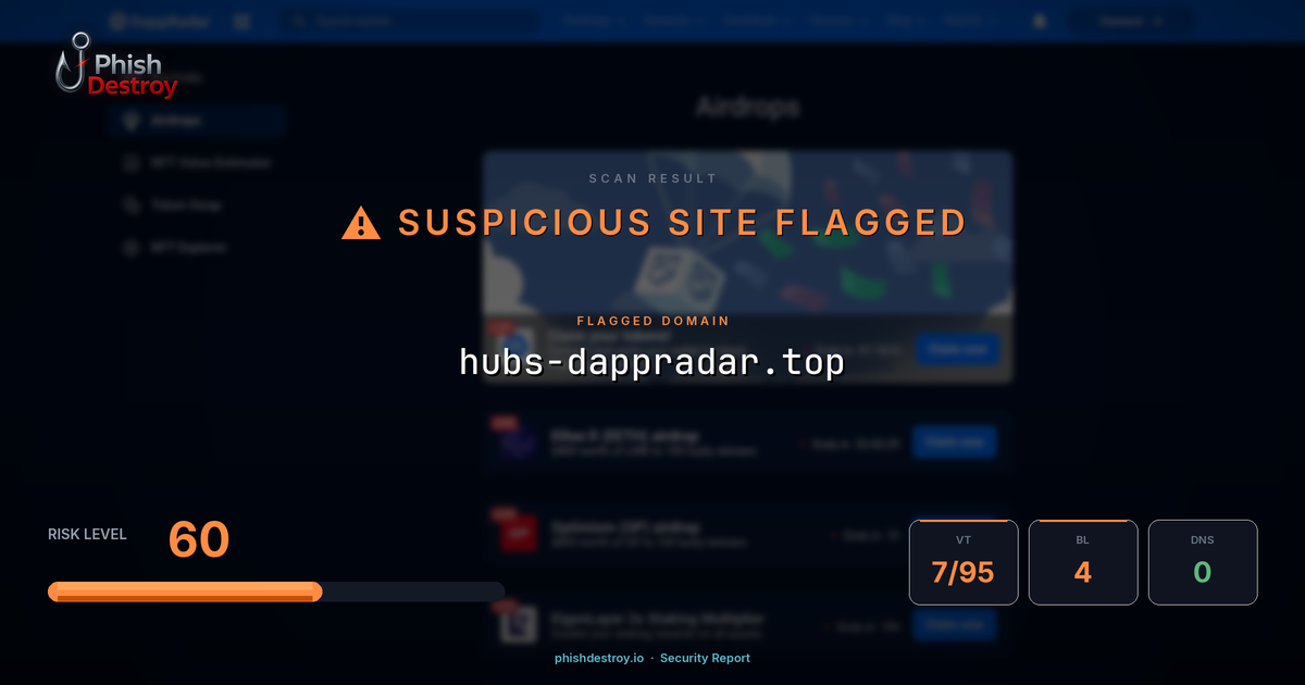 hubs-dappradar.top phishing report — threat analysis by PhishDestroy