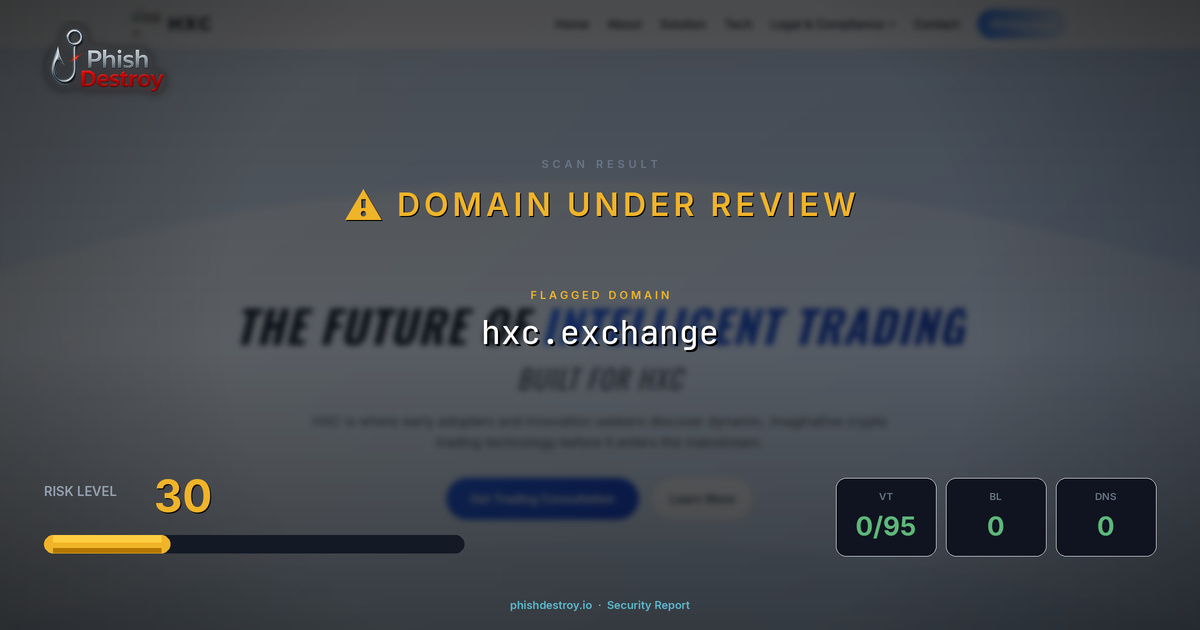 hxc.exchange phishing report — threat analysis by PhishDestroy