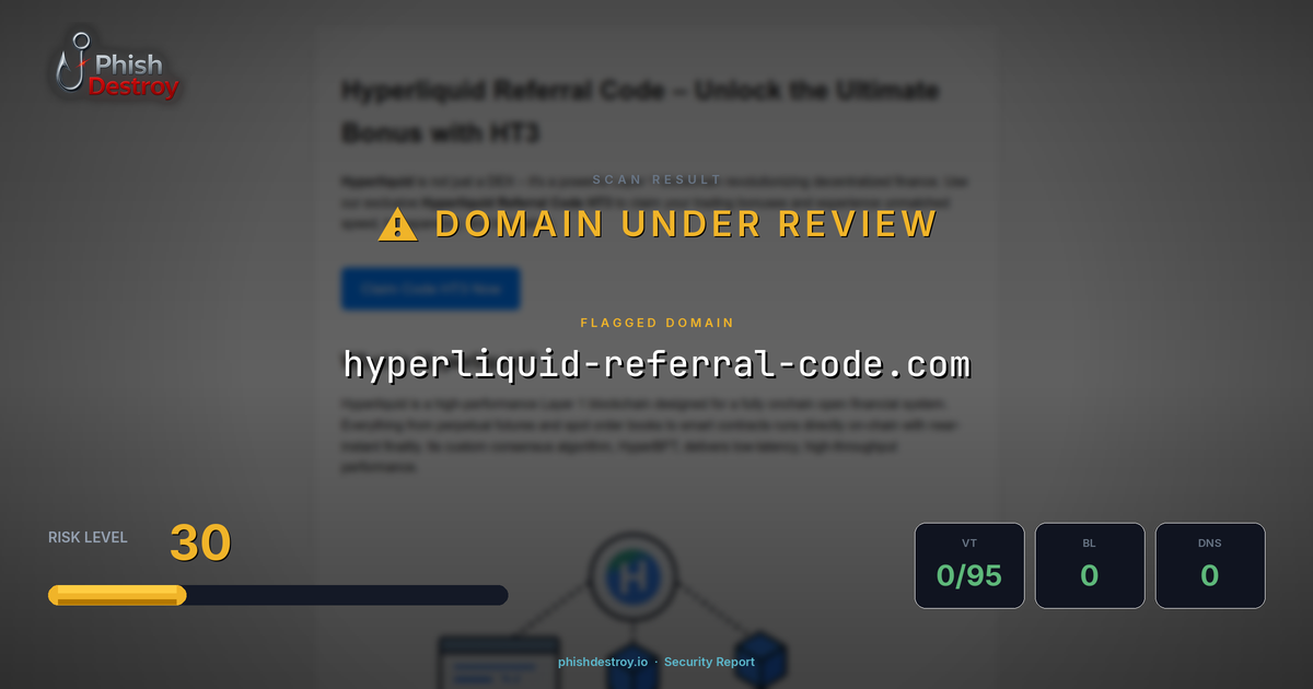 hyperliquid-referral-code.com phishing report — threat analysis by PhishDestroy