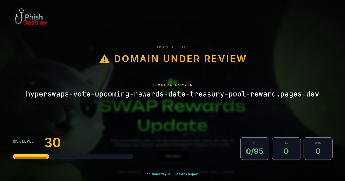 hyperswaps-vote-upcoming-rewards-date-treasury-pool-reward.pages.dev phishing report — threat analysis by PhishDestroy