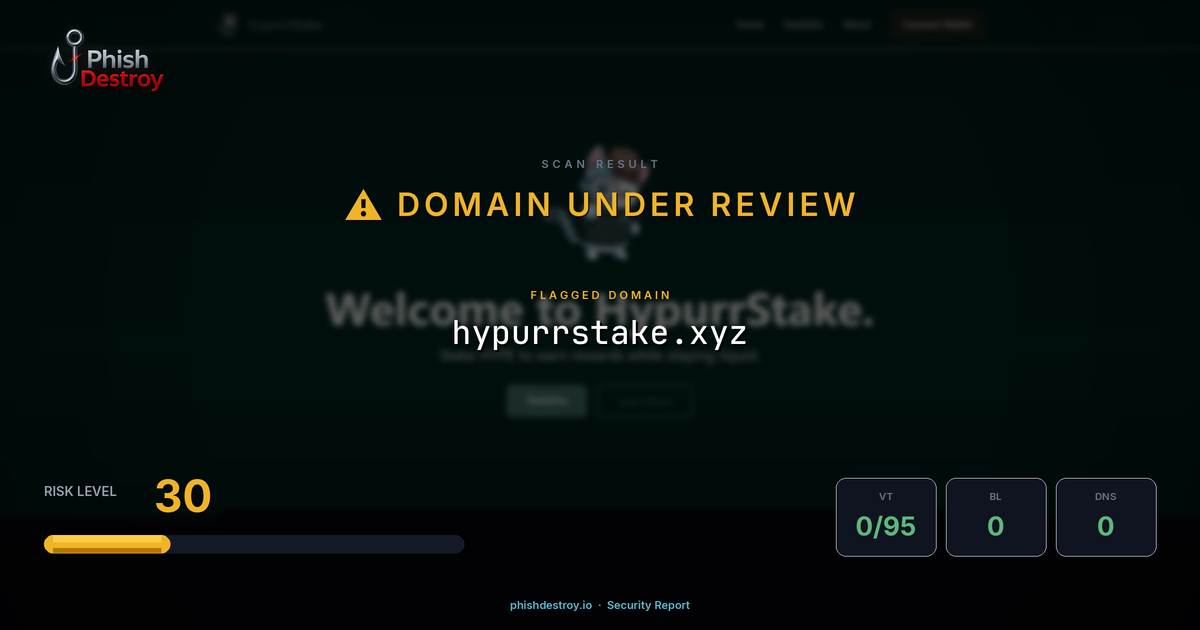 hypurrstake.xyz phishing report — threat analysis by PhishDestroy