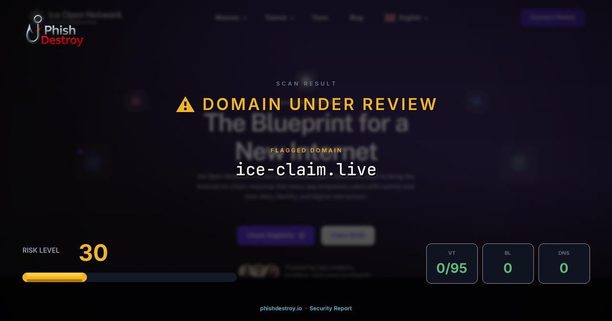 ice-claim.live phishing report — threat analysis by PhishDestroy