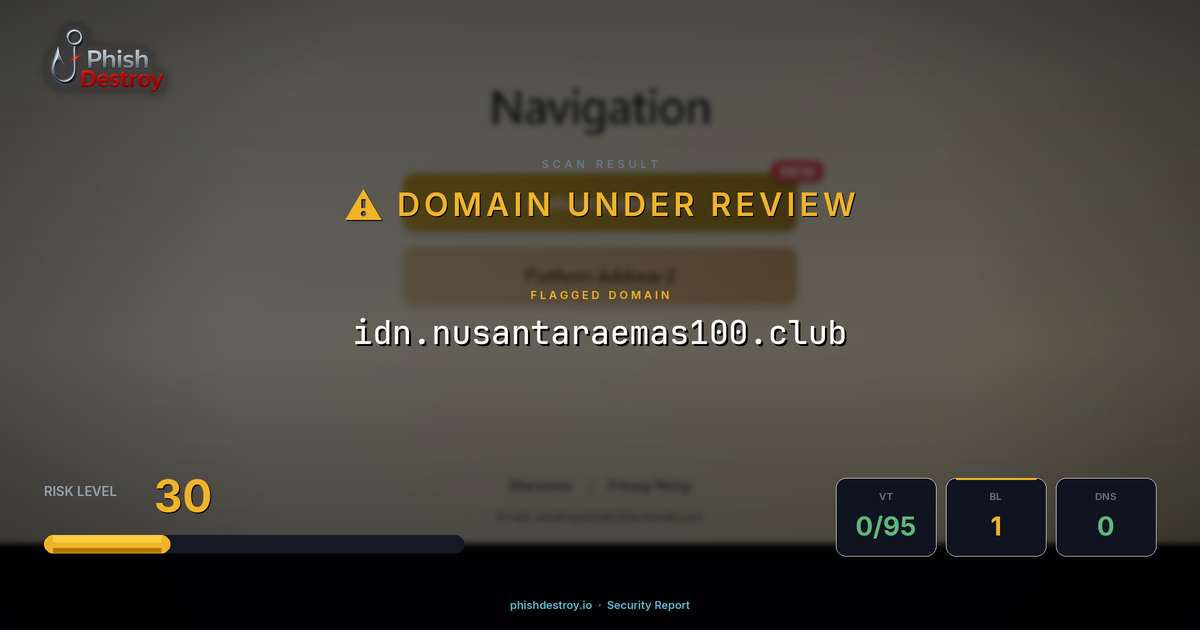 idn.nusantaraemas100.club phishing report — threat analysis by PhishDestroy