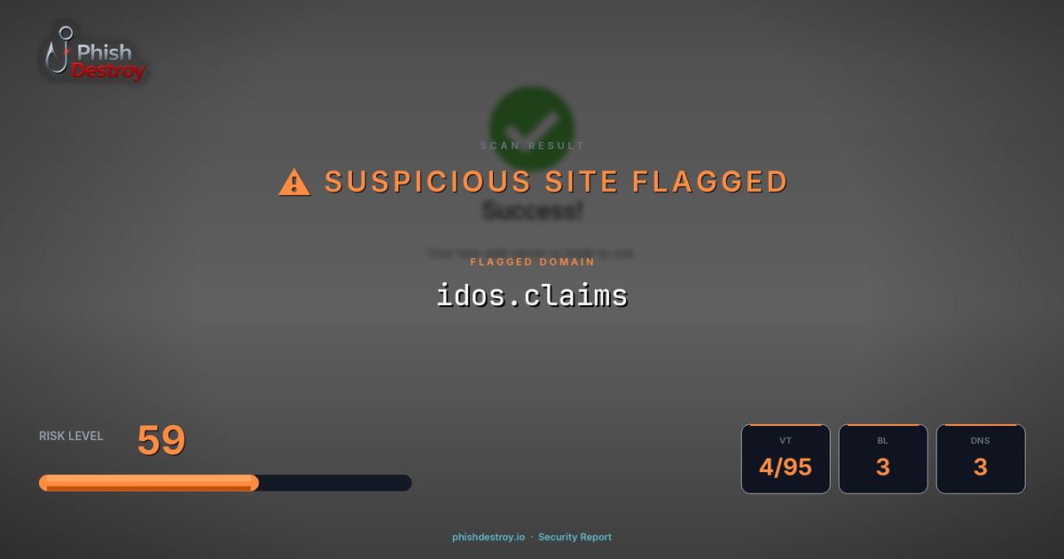 idos.claims phishing report — threat analysis by PhishDestroy