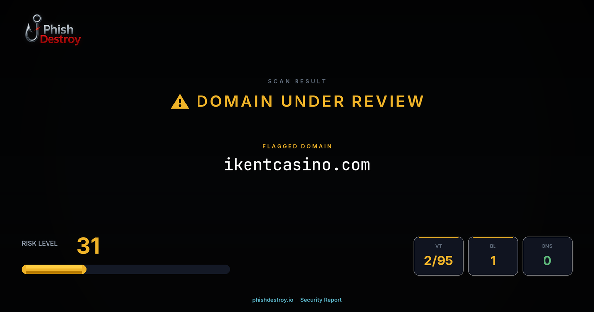 ikentcasino.com phishing report — threat analysis by PhishDestroy