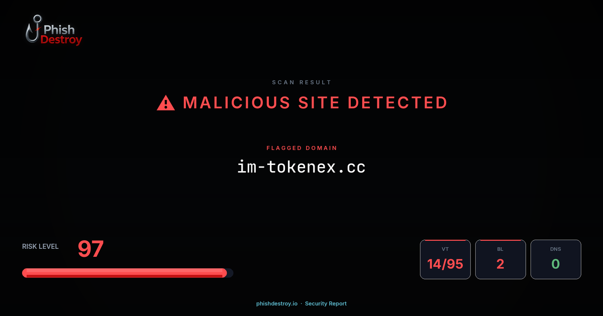 im-tokenex.cc phishing report — threat analysis by PhishDestroy