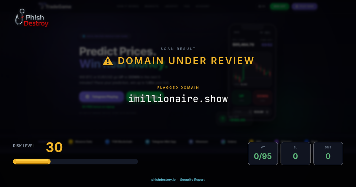 imillionaire.show phishing report — threat analysis by PhishDestroy