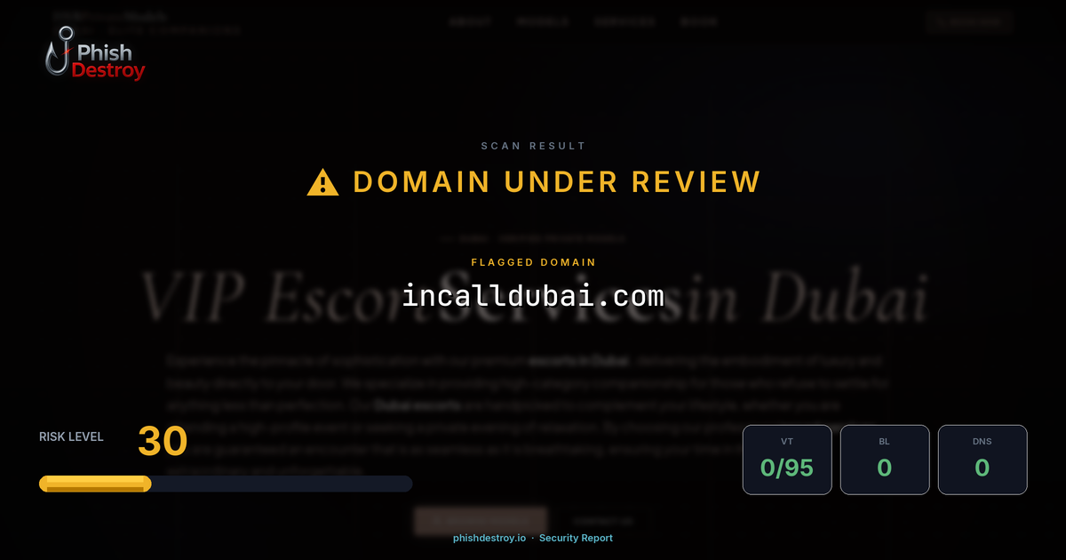 incalldubai.com phishing report — threat analysis by PhishDestroy