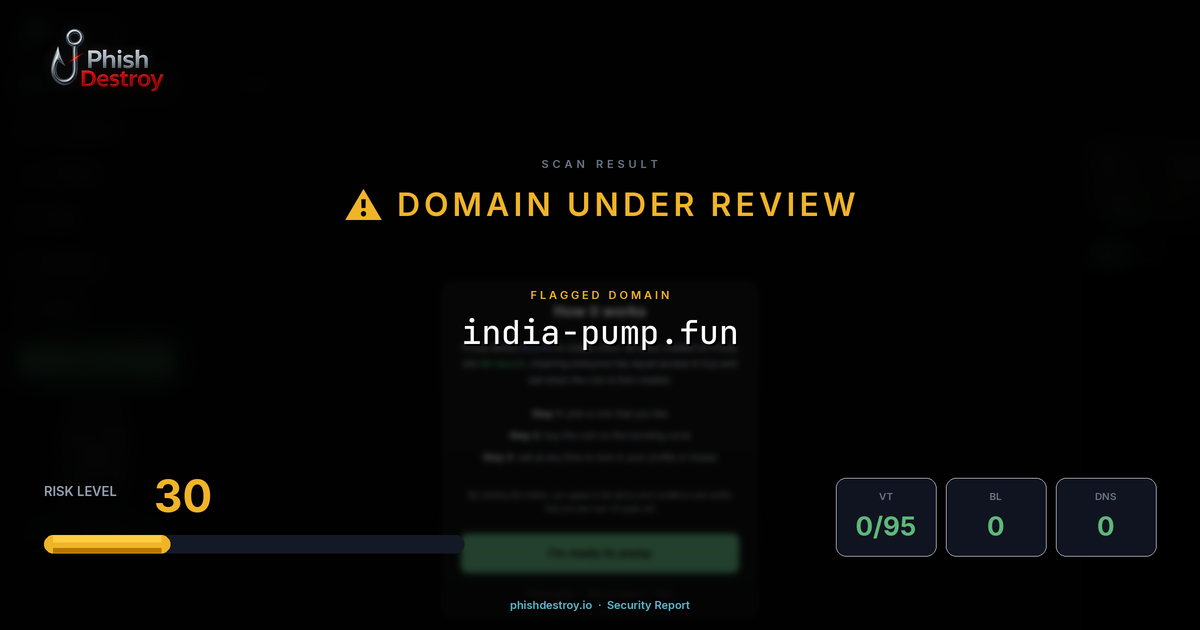 india-pump.fun phishing report — threat analysis by PhishDestroy