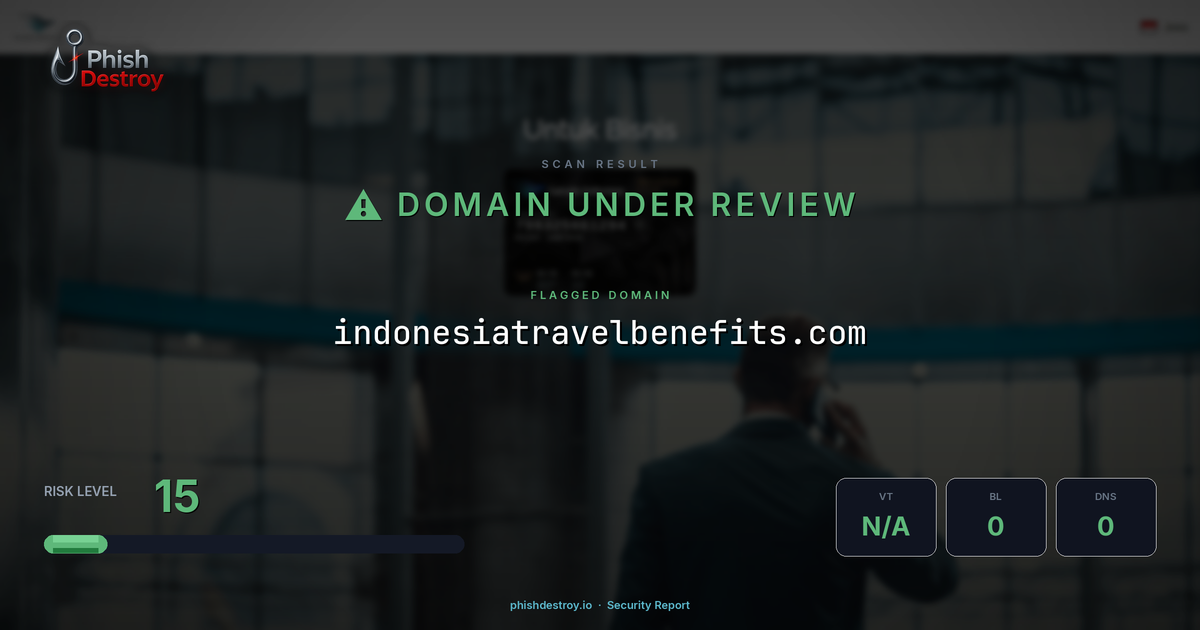 indonesiatravelbenefits.com phishing report — threat analysis by PhishDestroy