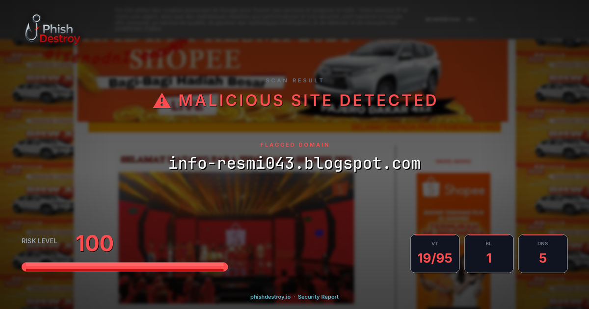 info-resmi043.blogspot.com phishing report — threat analysis by PhishDestroy