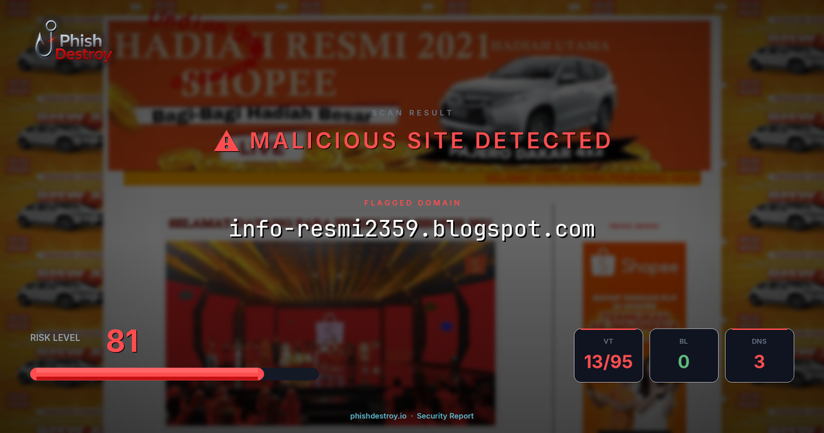 info-resmi2359.blogspot.com phishing report — threat analysis by PhishDestroy