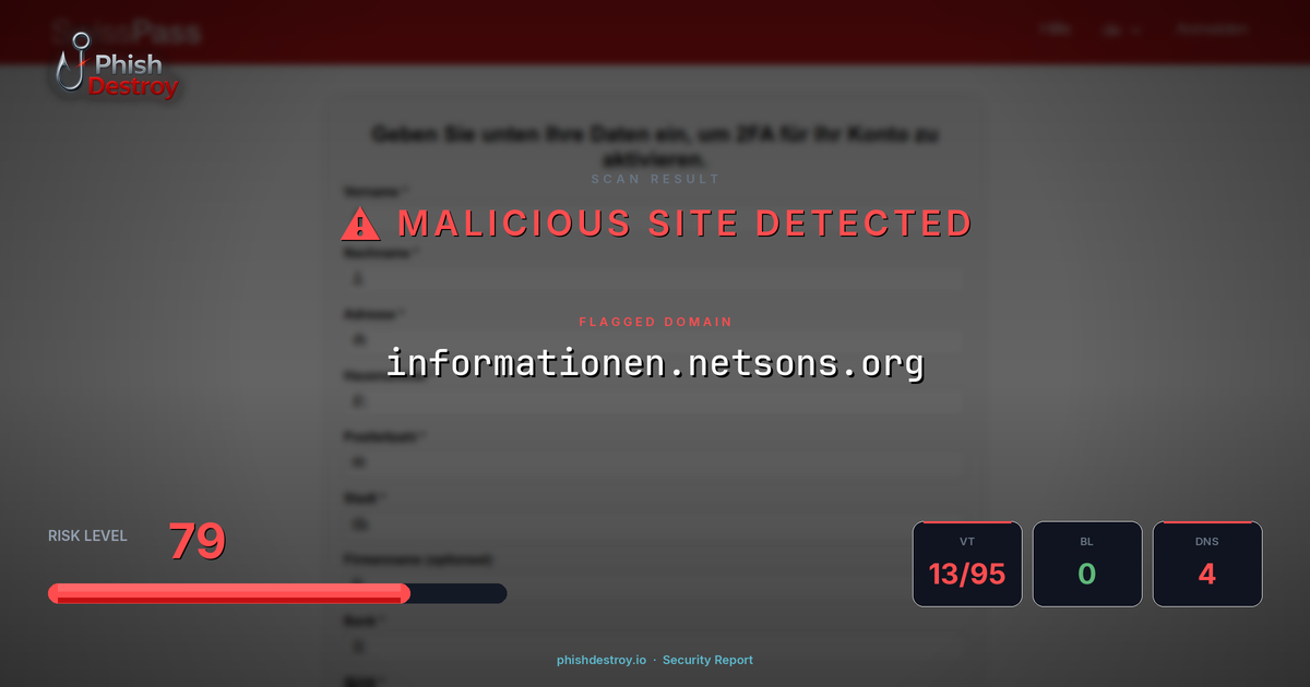 informationen.netsons.org phishing report — threat analysis by PhishDestroy
