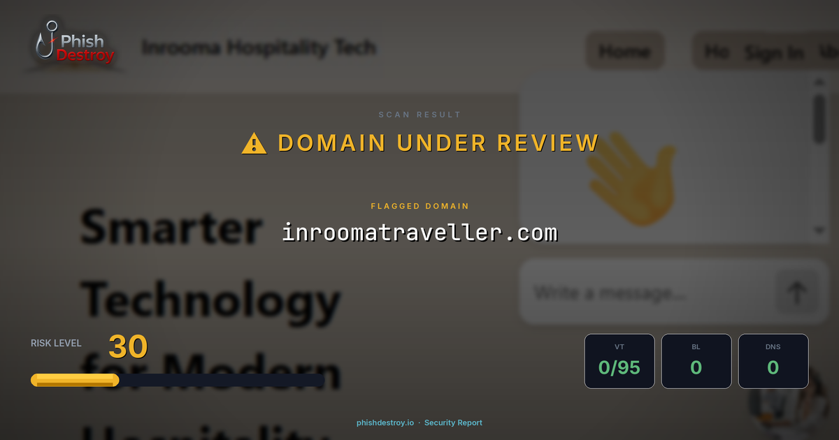 inroomatraveller.com phishing report — threat analysis by PhishDestroy