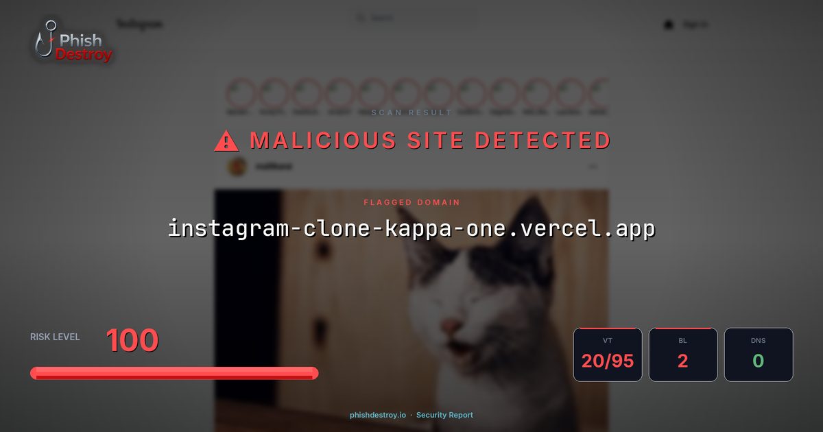 instagram-clone-kappa-one.vercel.app phishing report — threat analysis by PhishDestroy