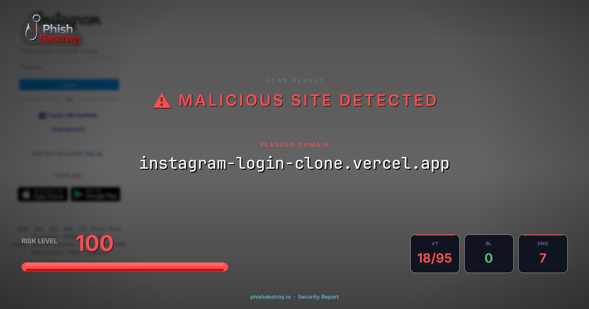 instagram-login-clone.vercel.app phishing report — threat analysis by PhishDestroy