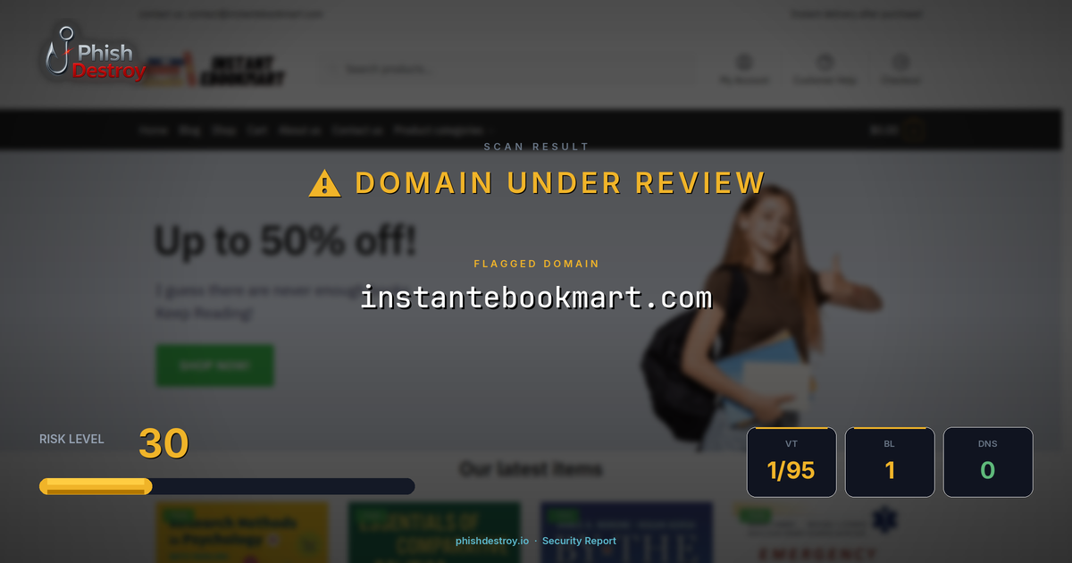 instantebookmart.com phishing report — threat analysis by PhishDestroy