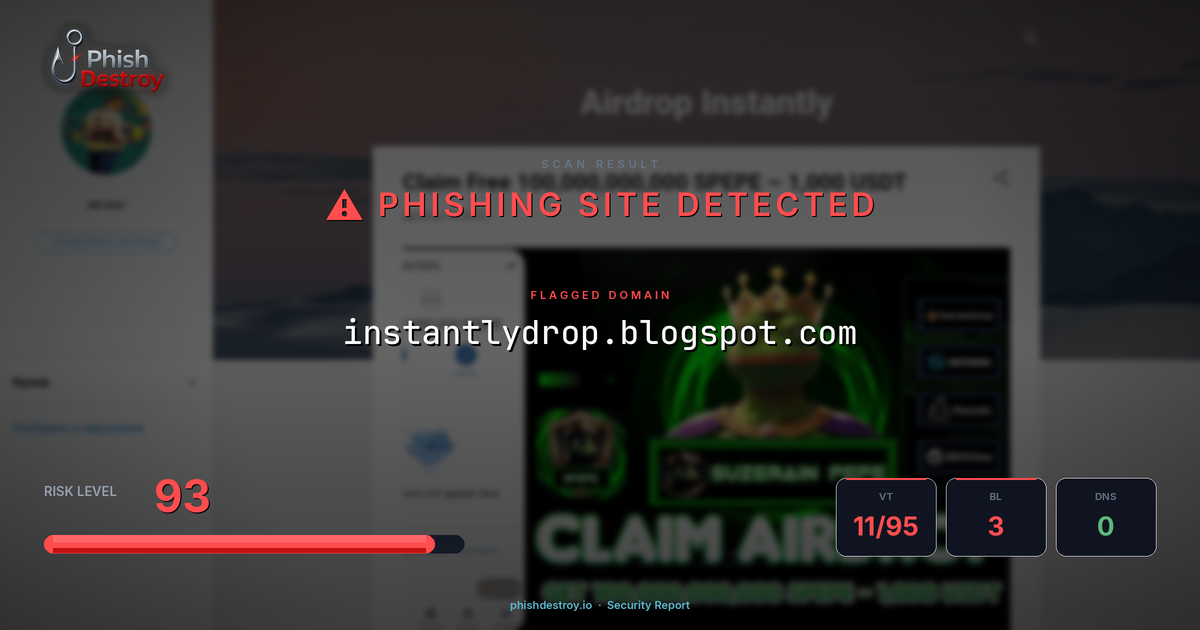instantlydrop.blogspot.com phishing report — threat analysis by PhishDestroy