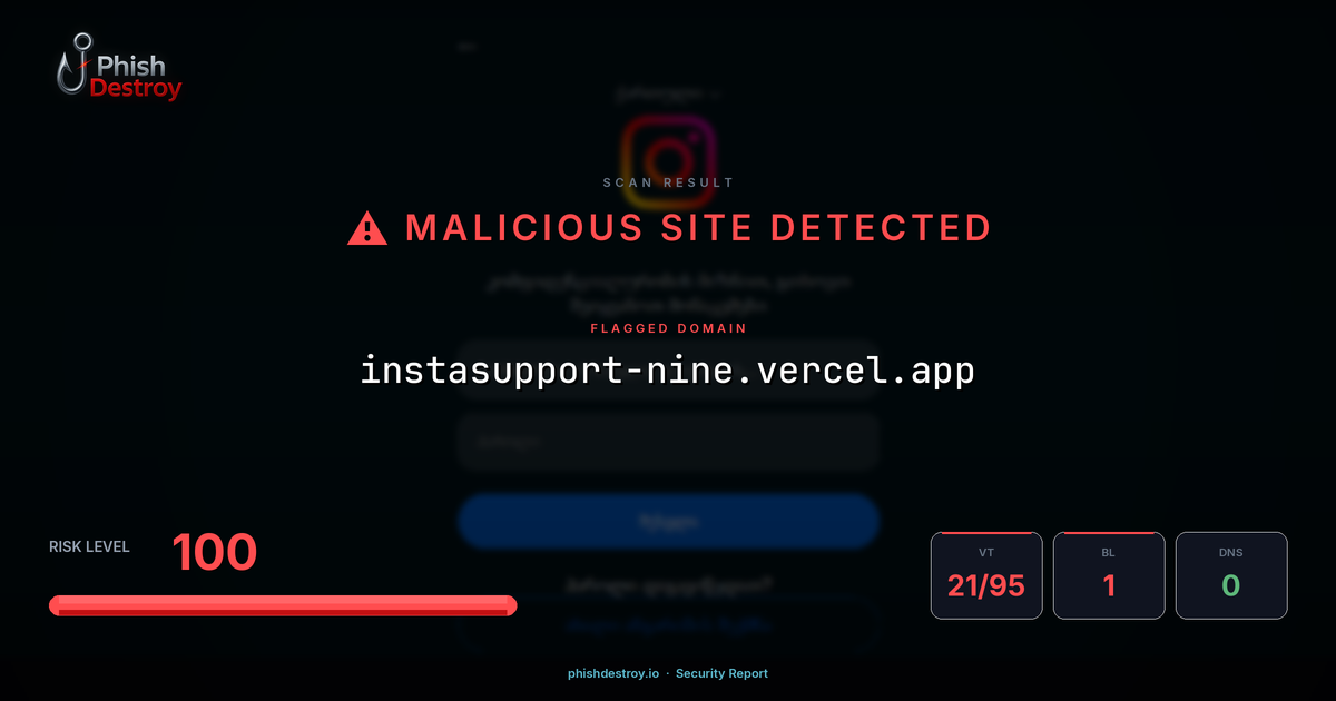 instasupport-nine.vercel.app phishing report — threat analysis by PhishDestroy