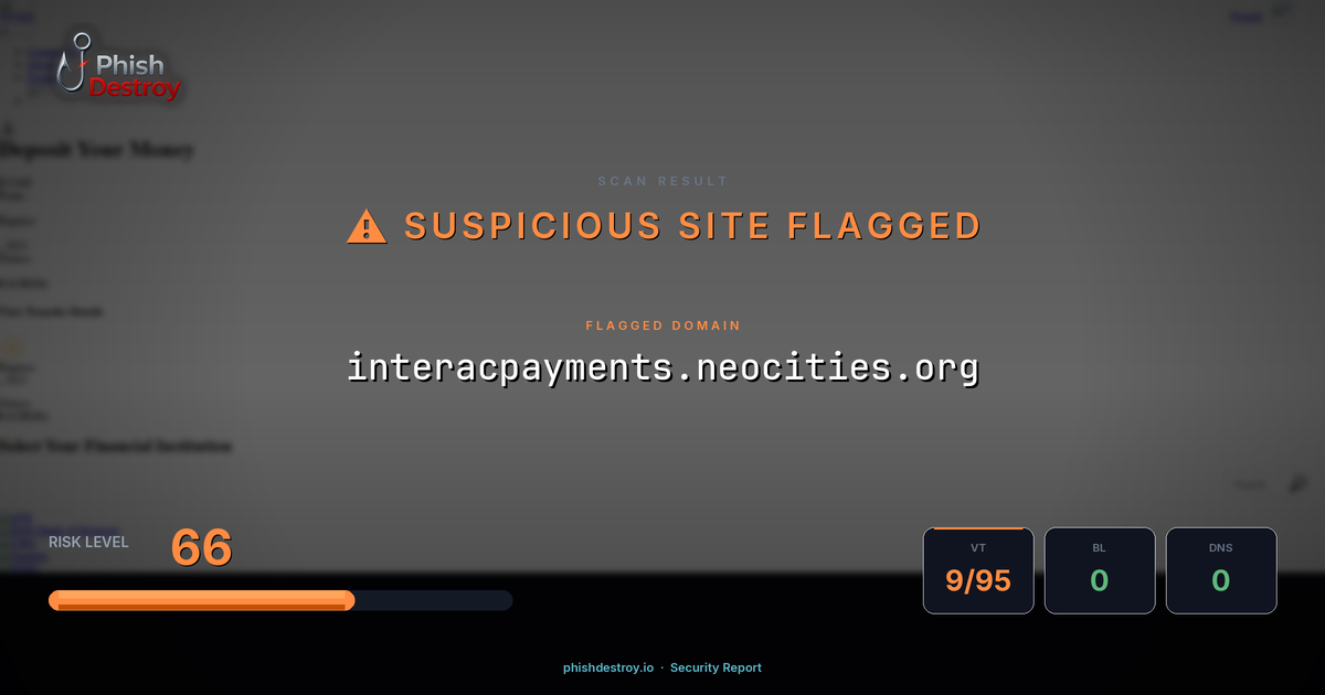interacpayments.neocities.org phishing report — threat analysis by PhishDestroy