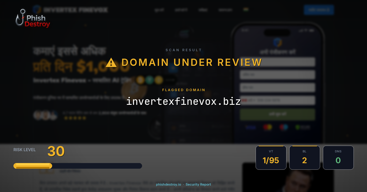 invertexfinevox.biz phishing report — threat analysis by PhishDestroy