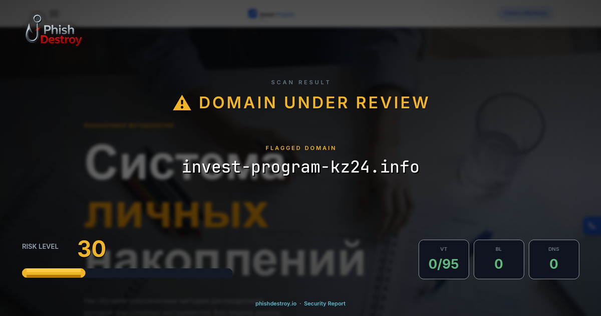 invest-program-kz24.info phishing report — threat analysis by PhishDestroy