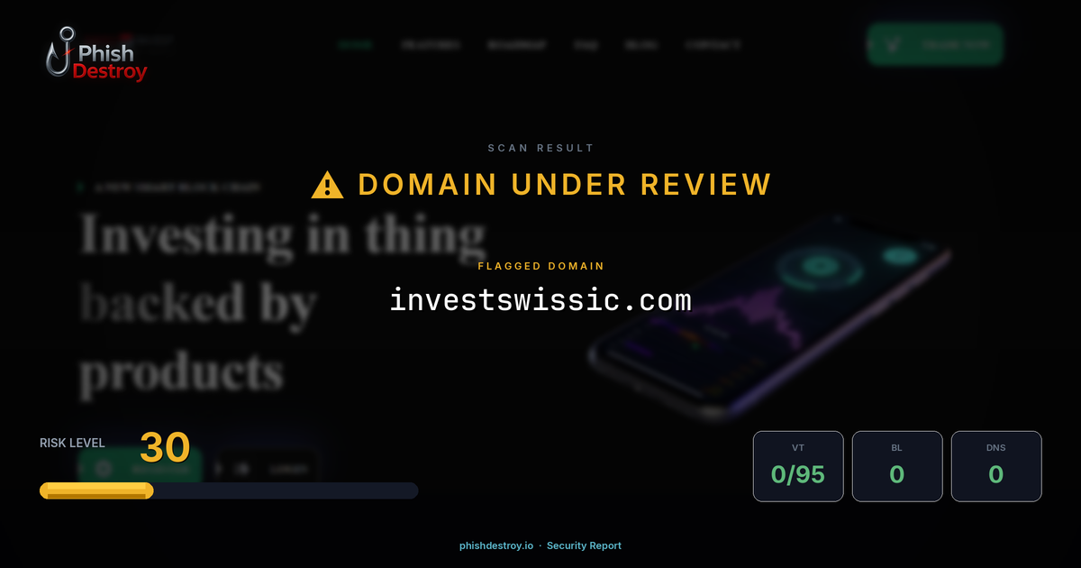 investswissic.com phishing report — threat analysis by PhishDestroy
