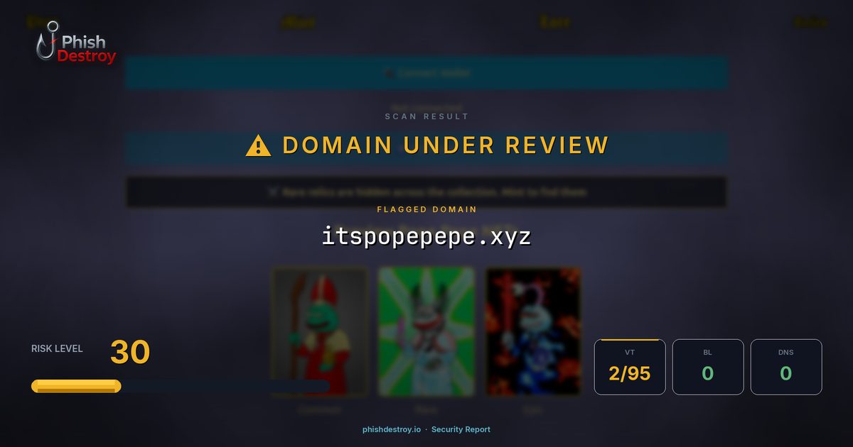 itspopepepe.xyz phishing report — threat analysis by PhishDestroy