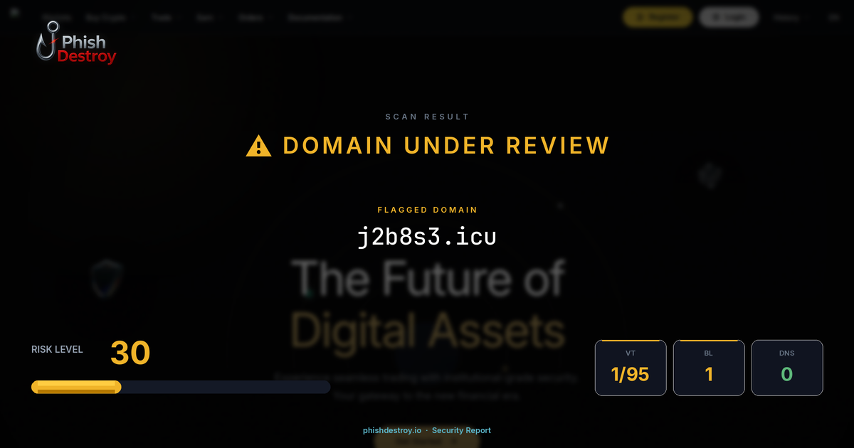 j2b8s3.icu phishing report — threat analysis by PhishDestroy