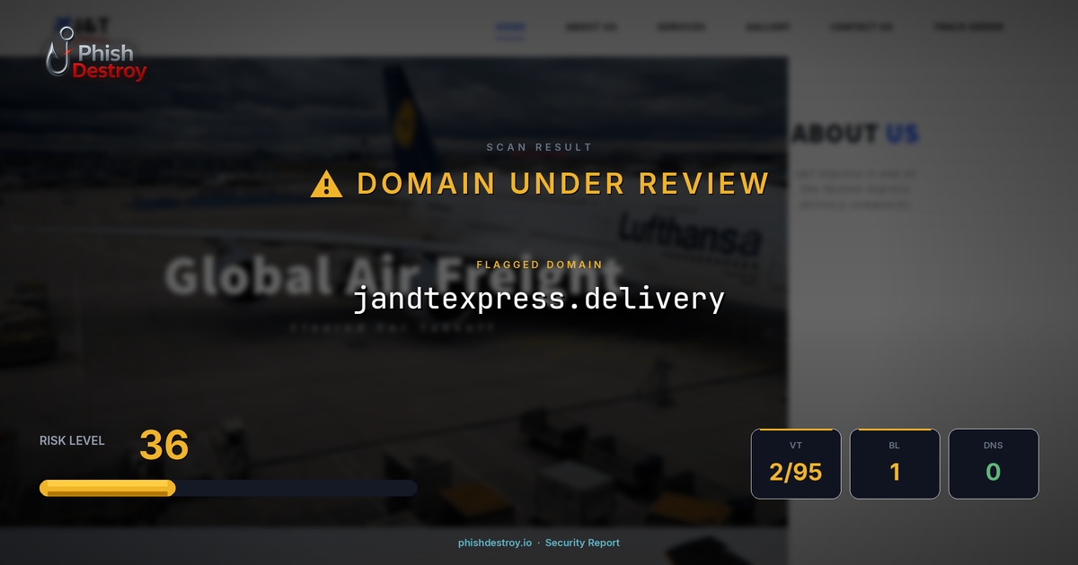 jandtexpress.delivery phishing report — threat analysis by PhishDestroy