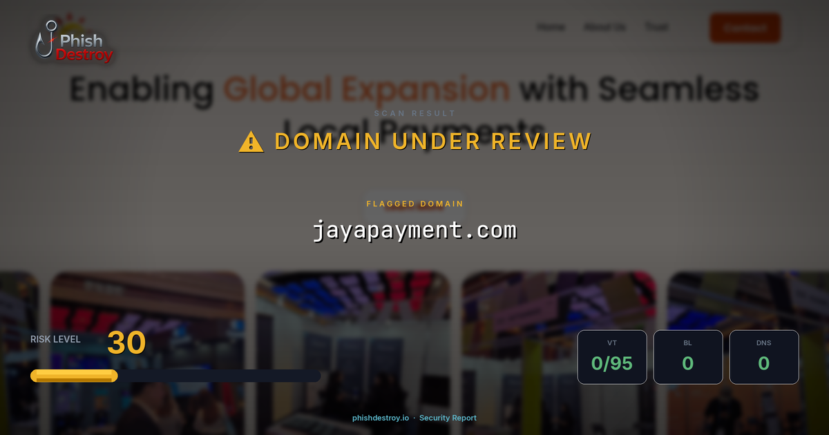 jayapayment.com phishing report — threat analysis by PhishDestroy