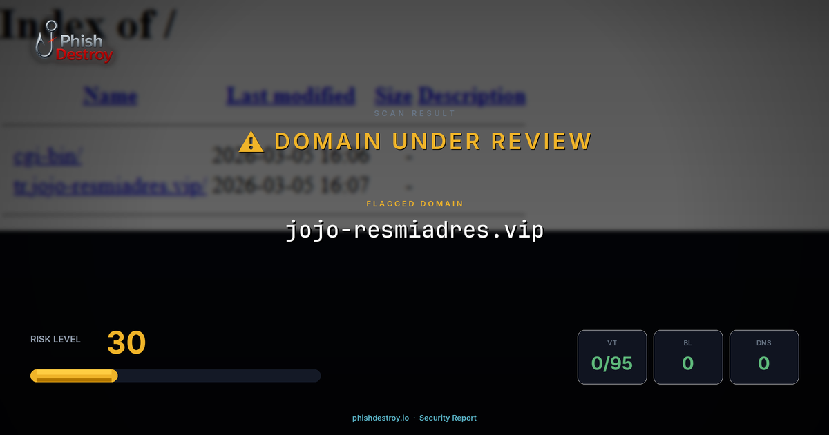 jojo-resmiadres.vip phishing report — threat analysis by PhishDestroy