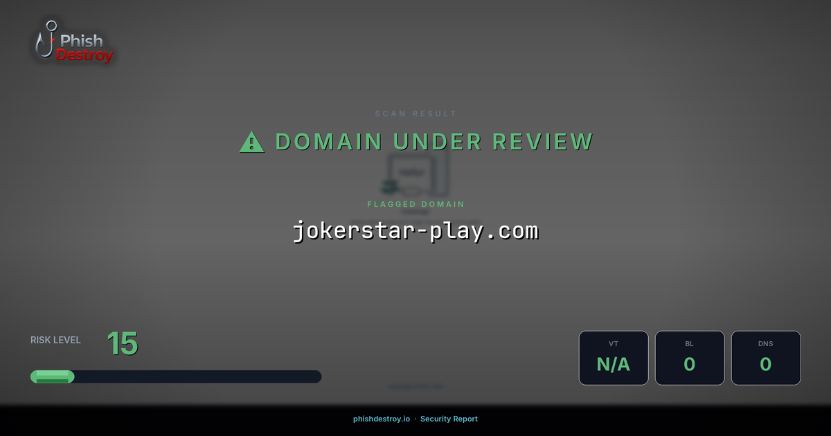 jokerstar-play.com phishing report — threat analysis by PhishDestroy