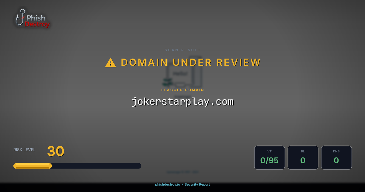 jokerstarplay.com phishing report — threat analysis by PhishDestroy