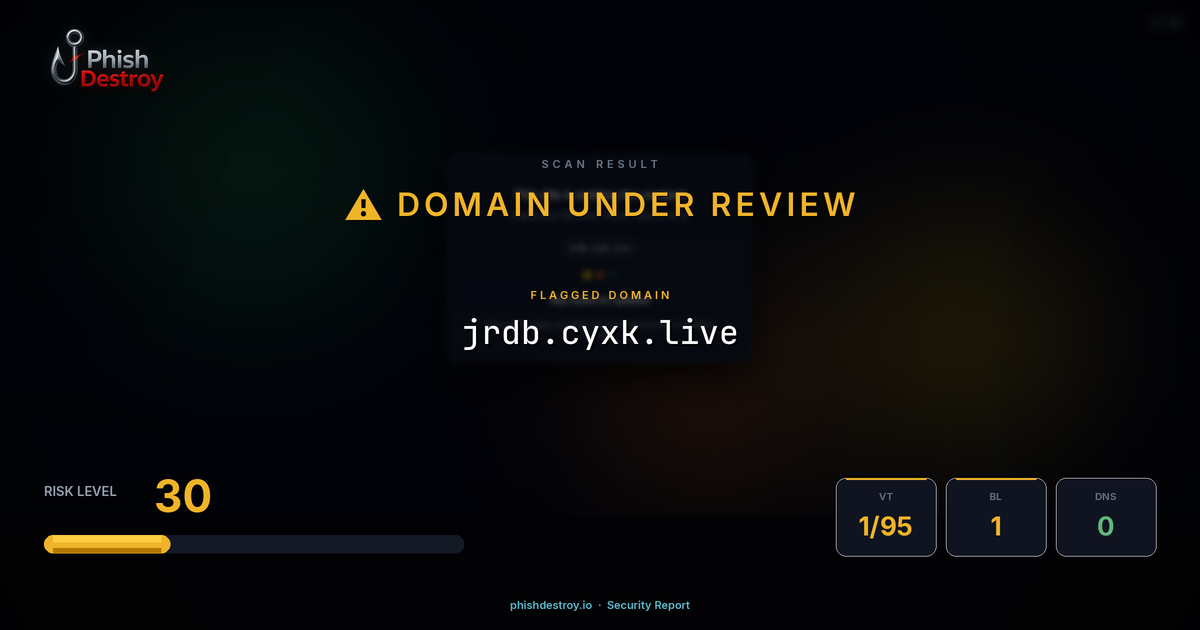 jrdb.cyxk.live phishing report — threat analysis by PhishDestroy