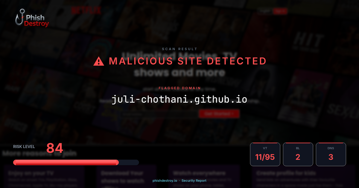 juli-chothani.github.io phishing report — threat analysis by PhishDestroy