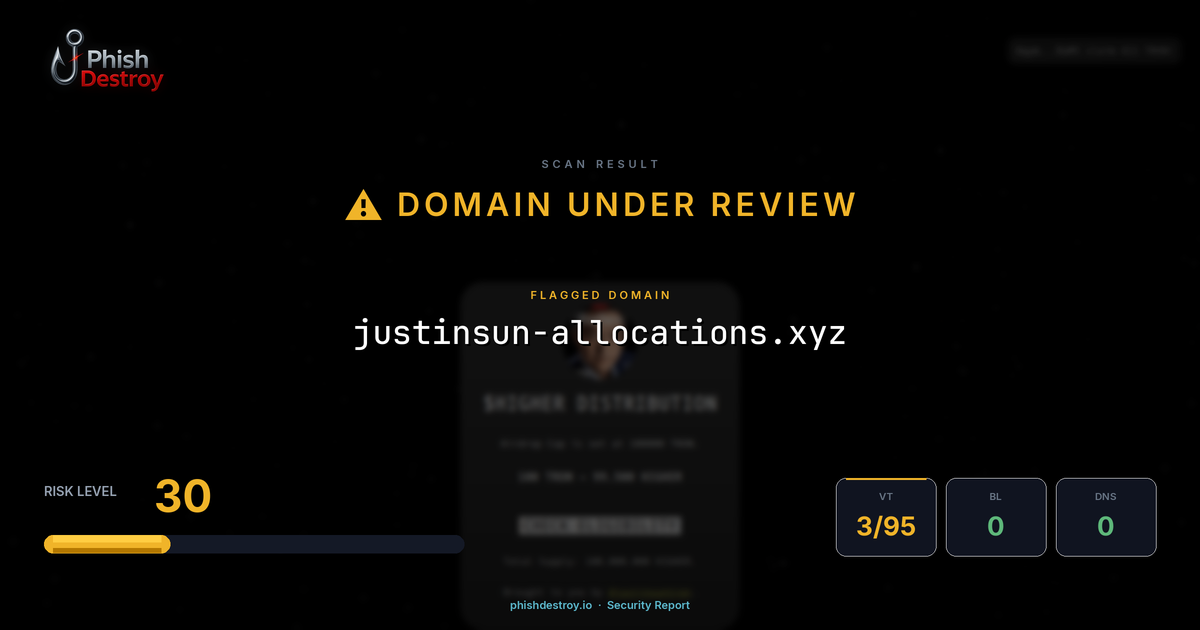 justinsun-allocations.xyz phishing report — threat analysis by PhishDestroy