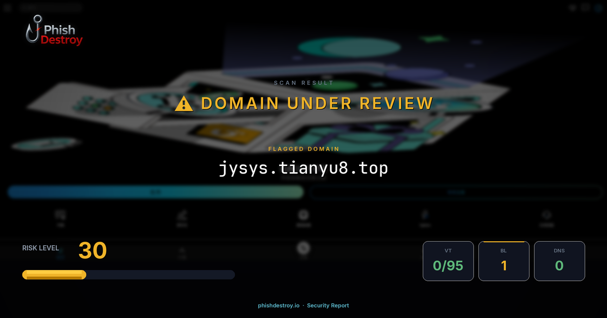 jysys.tianyu8.top phishing report — threat analysis by PhishDestroy